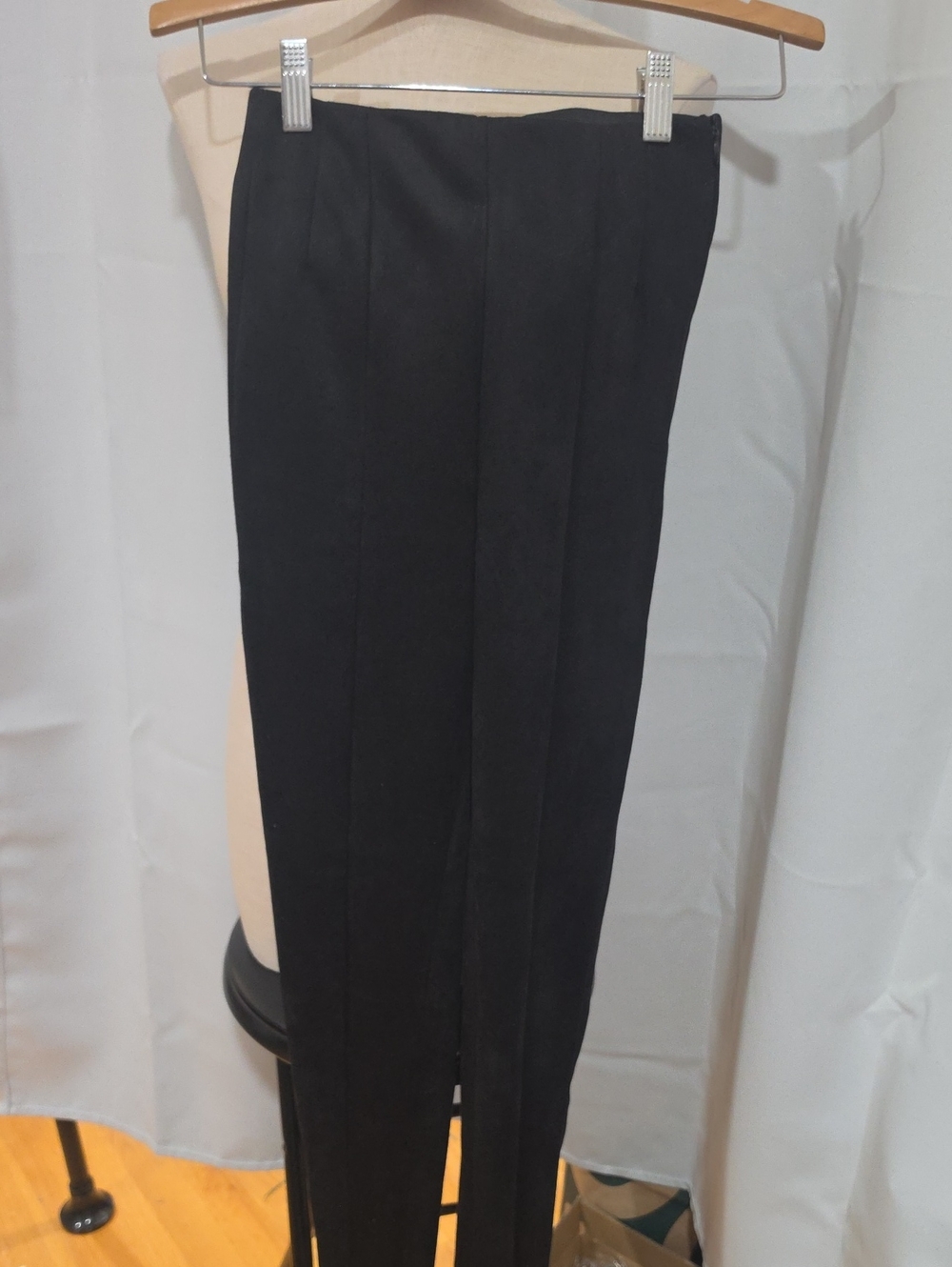 Zara high-waisted black tailored dress pants with a hidden side zipper closure